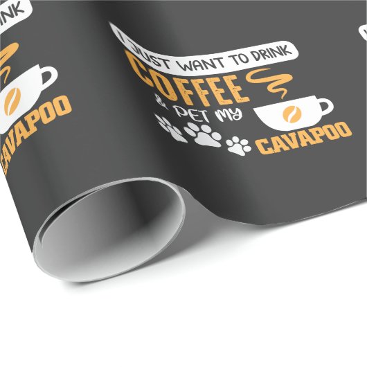 Cavapoo Dog Eigenaar van Coffee Bean Drinker Cadeaupapier (Rol Hoek)