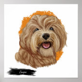 Cavapoo Dog Portrait | Aangepaste PET Portret Prin Poster (Voorkant)