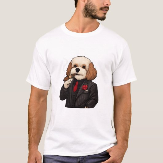 Cavapoo Don – T-shirt drôle d'art de chien mafieux (Devant)