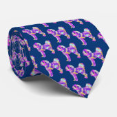 Cavapoo Doodle Dog Silhouette Paarse DK Blauwe Hal Stropdas (Opgerold)