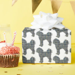 Cavapoo geel & zwart rooster lijn wit cadeau cadeaupapier