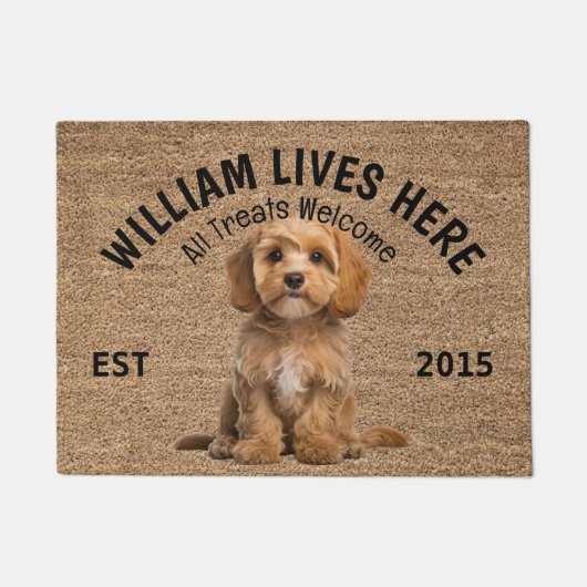 Cavapoo gepersonaliseerde Hondenliefhebbers deurma Deurmat (Voorkant)
