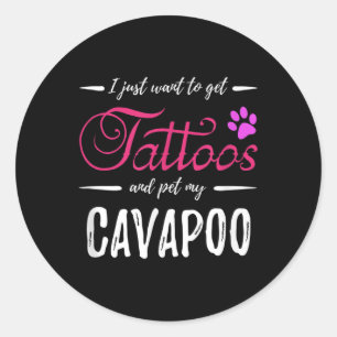 Cavapoo Hondenliefhebber Tattoo Funny Dog Mom Gift Ronde Sticker