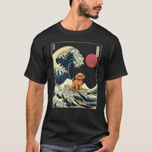 Cavapoo Japans Kanagawa Wave Funny Surf Dog T-shirt