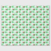 Cavapoo Kersthond & Groene Strik Wit Cadeaupapier (Vlak)