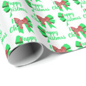 Cavapoo Kersthond & Groene Strik Wit Cadeaupapier (Rol Hoek)