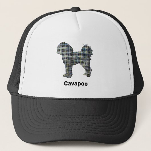 Cavapoo Leuke Hond Silhouet Grid Custom Trucker Pet (Voorkant)