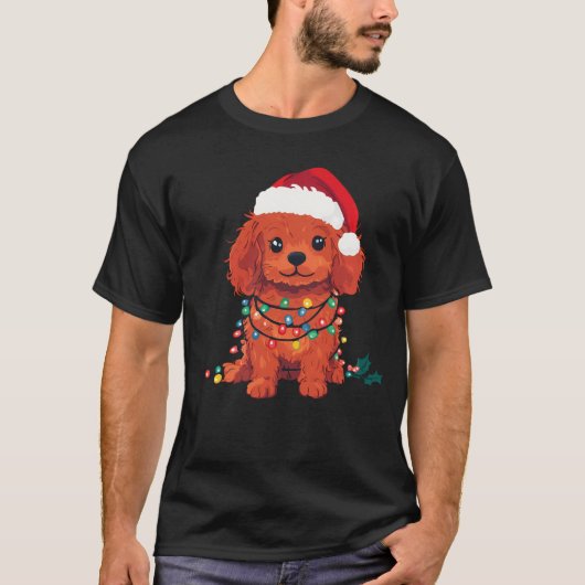 Cavapoo Oodle Doodle Kersthond - Ruby Red T-shirt (Voorkant)