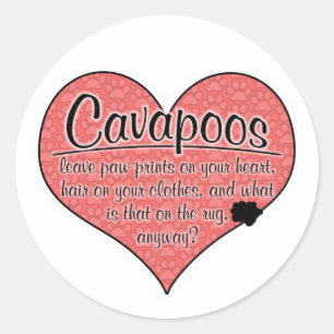 Cavapoo Paw Drukt Dog Humor Ronde Sticker