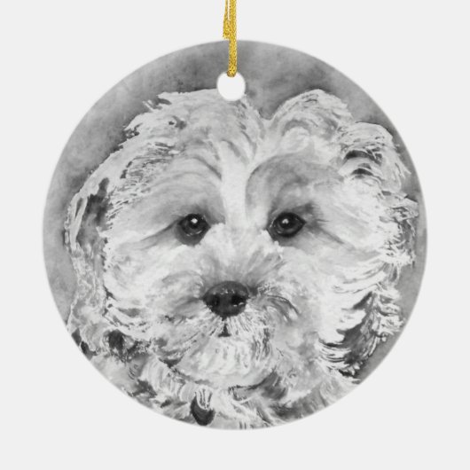 Cavapoo puppy. keramisch ornament (Achterkant)