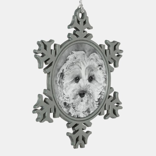 Cavapoo puppy " Ollie " . Tin Sneeuwvlok Ornament (Links)