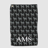 Cavapoo Schattige Dog Silhouette Y&B Grid Zwart Golfhanddoek (Voorkant)