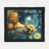 Cavapoo Schattige Hond Halloween Jack O Lantern Po Fleece Deken (Voorkant (Horizontaal))