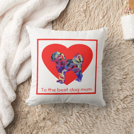 Cavapoo Silhouette Dog Red Heart Moederdag Kussen (Deken)