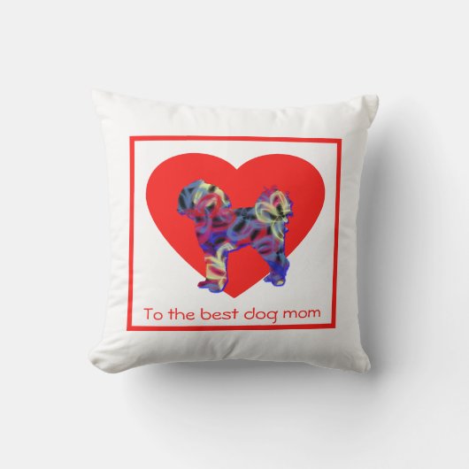 Cavapoo Silhouette Dog Red Heart Moederdag Kussen (Voorkant)