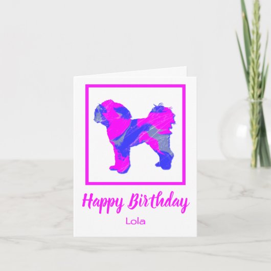 Cavapoo Silhouette Rose Chien drôle Carte d'annive (Devant)