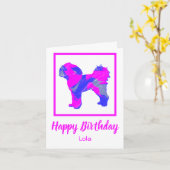 Cavapoo Silhouette Rose Chien drôle Carte d'annive (Fleur jaune)