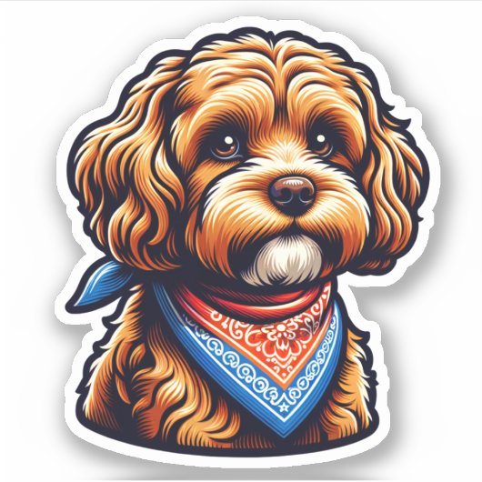 Cavapoo Vinyl Dog Sticker (Voorkant)