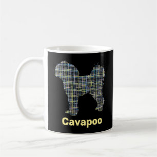 Cavapoo Yellow & Black Grid Line Koffiemok