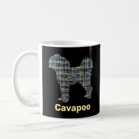 Cavapoo Yellow & Black Grid Line Koffiemok (Links)