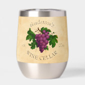 Cave à vin avec raisins Nom personnalisé Vintage (Arrière)