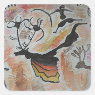 Cave Art Abstract Vierkante Sticker