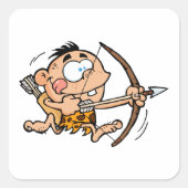 Cave Boy met buis en Pijl Vierkante Sticker (Voorkant)