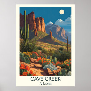Cave Creek Arizona Vintage Travel Poster Retro S