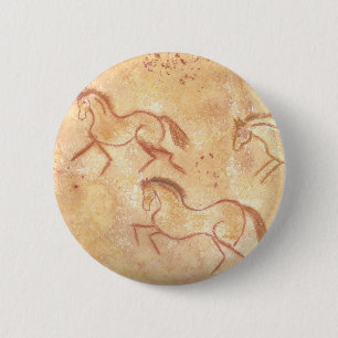 Cave Drawing Schilderen van wilde paarden Ronde Button 5,7 Cm