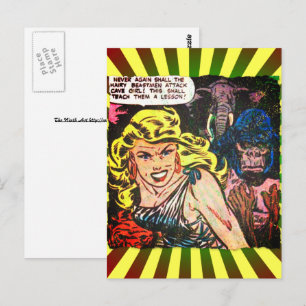 Cave Girl, Gorilla, Elephant Golden Age Comic Book Briefkaart