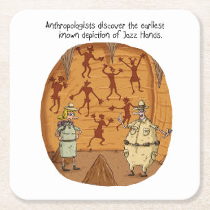 Cave Man Jazz Hands Vierkante Kartonnen Onderzetter