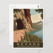 Cave Rock en Lake Tahoe Nevada, Reizen Briefkaart (Voorkant / Achterkant)