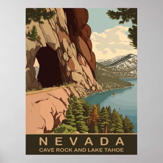 Cave Rock en Lake Tahoe Nevada, Reizen Poster (Voorkant)