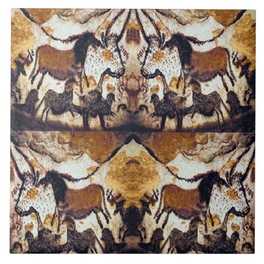 Cave Scribbles Horses Trivet Tegeltje (Voorkant)