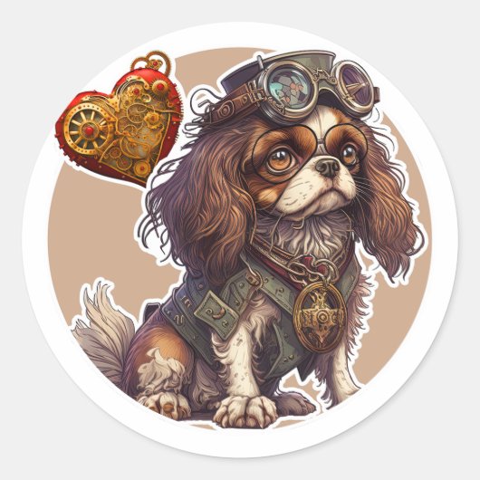 Cavelier King Charles Spaniel Dog Ronde Sticker (Voorkant)