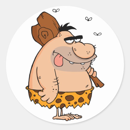 CAVEMAN HOLDING CLUB RONDE STICKER (Voorkant)