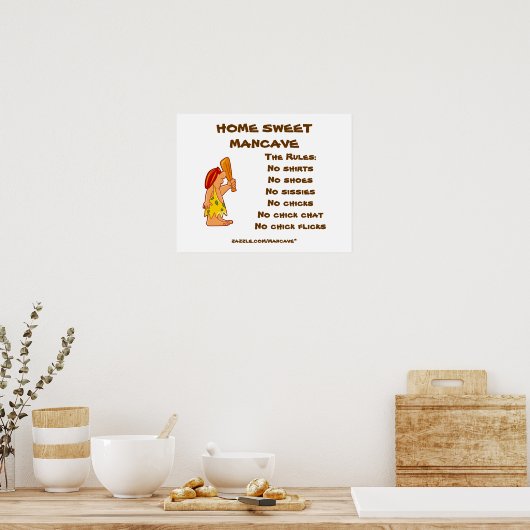 Caveman Mancave Rules2 Poster (Keuken)