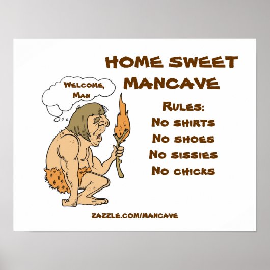 Caveman Mancave Rules Poster (Voorkant)