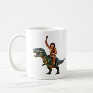 Caveman Riding Dinosaur Cartoon Image Koffiemok