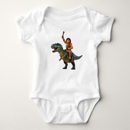 Caveman Riding Dinosaur Cartoon Image Romper (Voorkant)