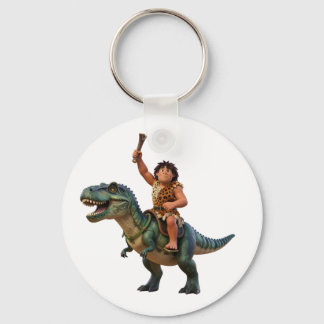 Caveman Riding Dinosaur Cartoon Image Sleutelhanger