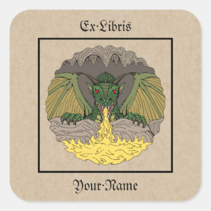 Cavern Dragon 2016 Bookplate Vierkante Sticker