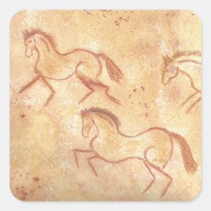 Cavetekening van paarden vierkante sticker