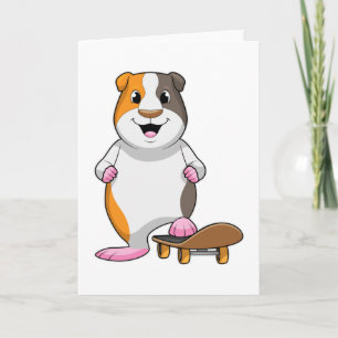 Cavia als skater met skateboard kaart