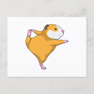 Cavia bij yogarekoefening briefkaart