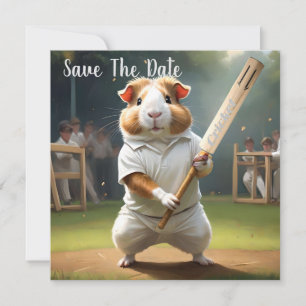 Cavia-cricketspeler: gekleed in het wit save the date