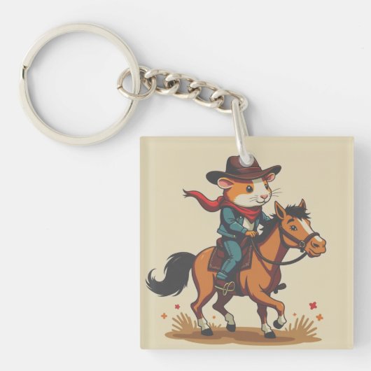 Cavia die op een paard rijdt sleutelhanger (Voorkant)