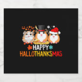 Cavia Halloween Thanksgiving Kerstmis Sparkling Wijnetiket (Enkel label)