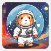 Cavia in de ruimte vierkante sticker (Voorkant)