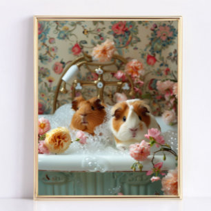 Cavia Kunst, Cavia in badkuip Kunst Poster